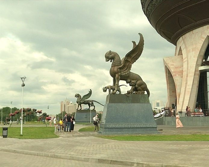 The opening of the sculpture composition "He and She" near the center "Kazan"