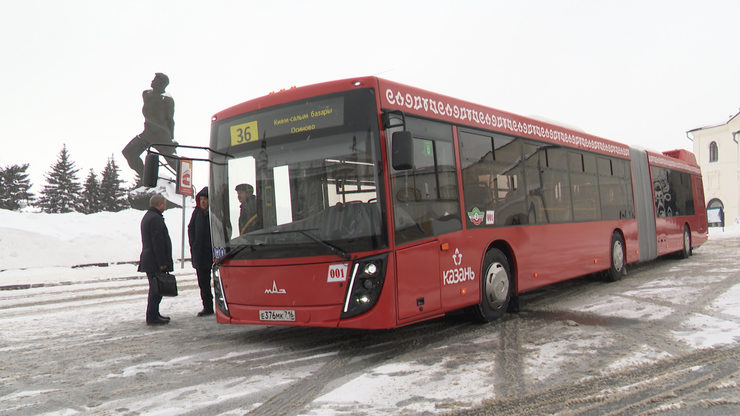 По маршруту №36 в Казани начал курсировать сочлененный автобус