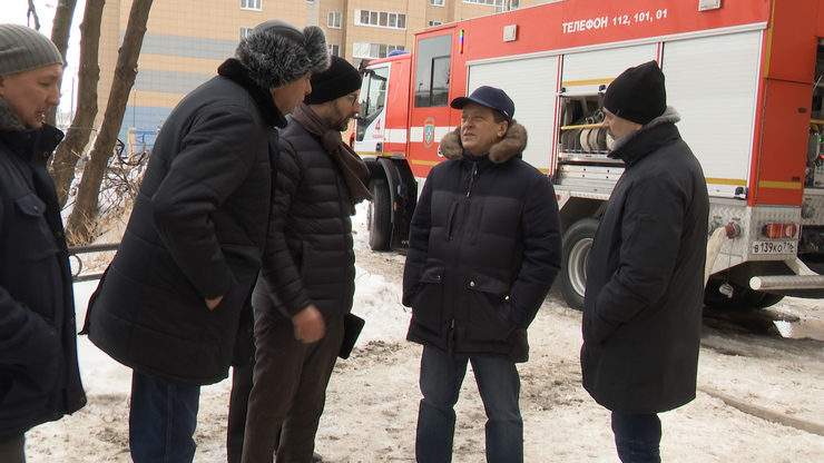 Ilsur Metshin inspects all the residential buildings after the drone attack